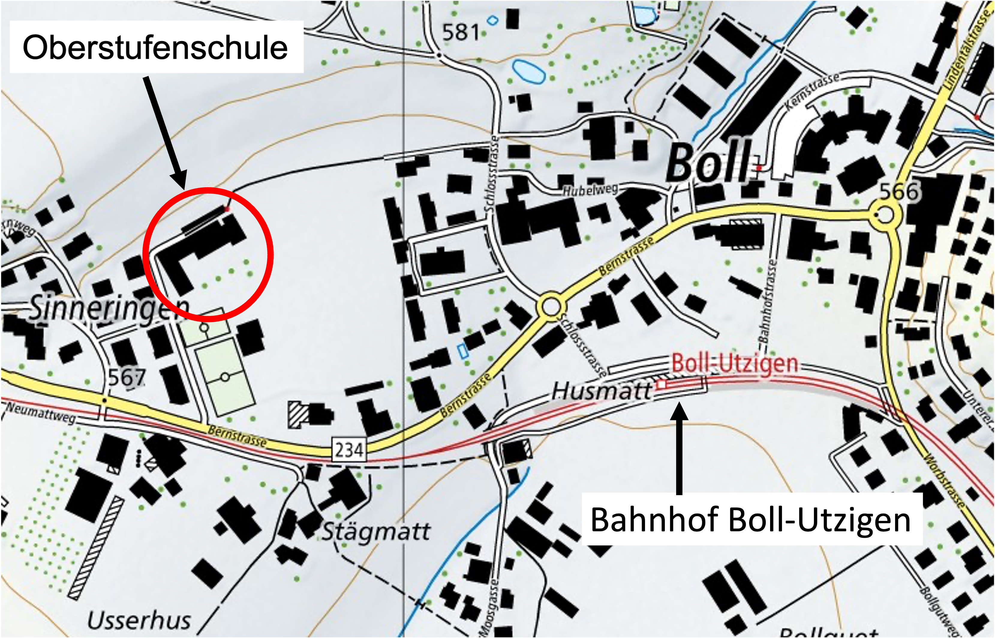 Karte Oberstufenschule Vechigen
